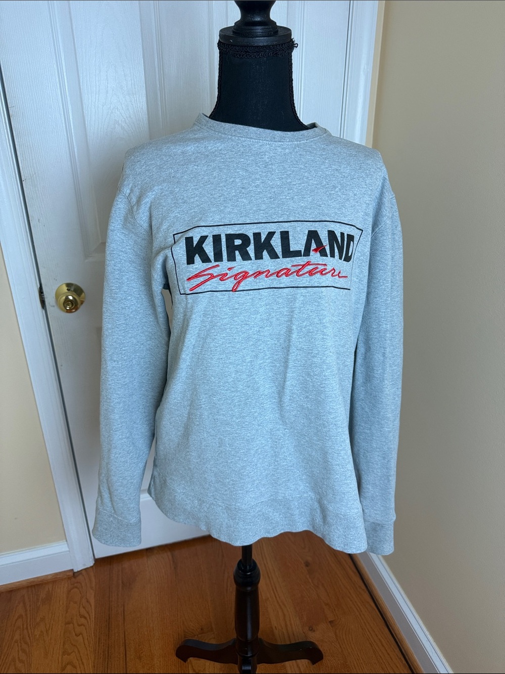 Kirkland Signature Heather Gray Kids' Logo Crewneck Sweatshirt with Red Script